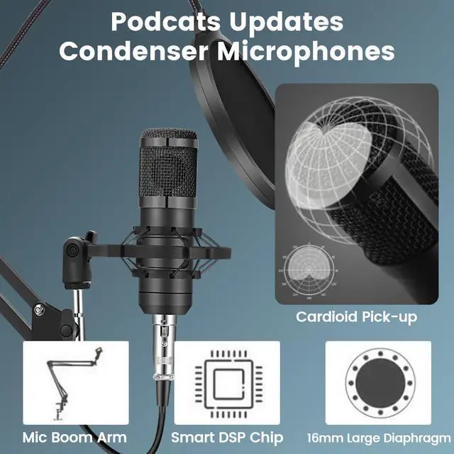 Alt view image 3 of 7 - Podcast Equipment Bundle for 2, Audio Interface with Voice Changer Condenser Microphone for Gamer, All-in-One Audio Mixer Perfect for Live Streaming, Singing, YouTube, Gaming
