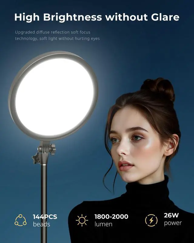 Alt view image 2 of 7 - 12 Ring Light with Stand and Phone Holder, 79 Tall LED Circle Light with Weighted Base & Remote, Dimmable Floor Lamp for Video Recording, Barber, Live Stream, Makeup, Photography