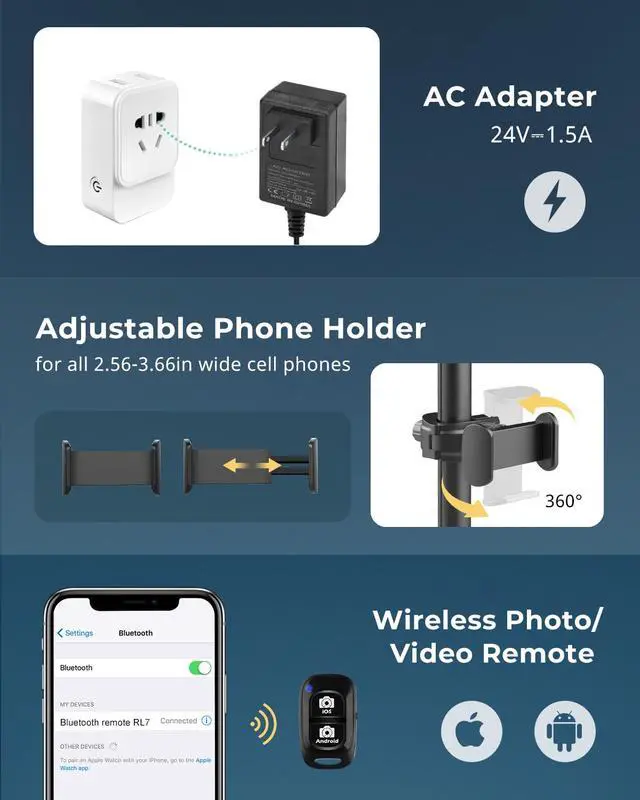 Alt view image 5 of 7 - 12 Ring Light with Stand and Phone Holder, 79 Tall LED Circle Light with Weighted Base & Remote, Dimmable Floor Lamp for Video Recording, Barber, Live Stream, Makeup, Photography