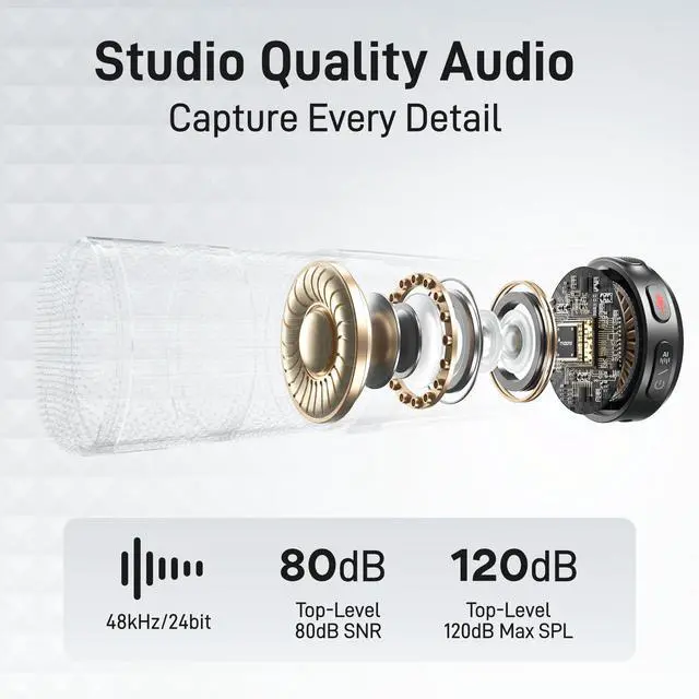 Alt view image 2 of 7 - T5 Wireless Lavalier Microphone for Camera (2 TX+1 RX+Charing Case) | Magnetic Lapel Mini Mic with 48khz/24bit Audio, AI Noise Reduction,1000ft, 40H, Gain Knob for Video Recording Content Creator