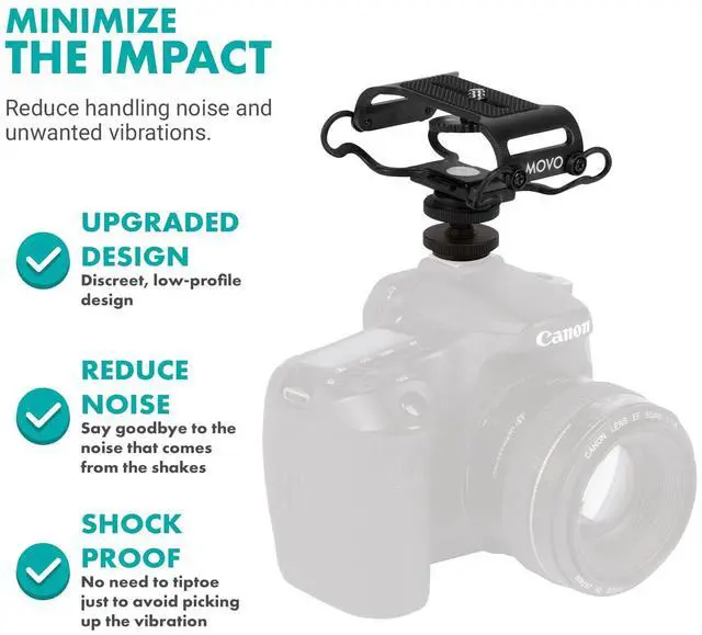 Alt view image 3 of 6 - SMM5-B Universal Microphone and Portable Recorder Shock Mount - Fits the Zoom H1n, H2n, H4n, H5, H6, Tascam DR-40x, DR-05x, DR-07x and others with a 1/4" Mounting Screw (Black)