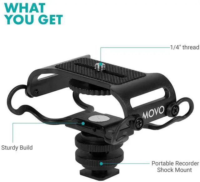 Alt view image 6 of 6 - SMM5-B Universal Microphone and Portable Recorder Shock Mount - Fits the Zoom H1n, H2n, H4n, H5, H6, Tascam DR-40x, DR-05x, DR-07x and others with a 1/4" Mounting Screw (Black)