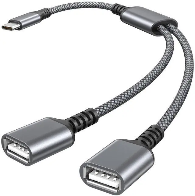Main image of USB C Male to Dual USB Female Cable Splitter 1FT,Thunderbolt 5 4 3 to Double Type A 2.0 OTG Adapter Cord Converter Multiple Hub for iPhone 17 Air 16 16e 15,MacBook Pro,iPad Mini,Samsung S25