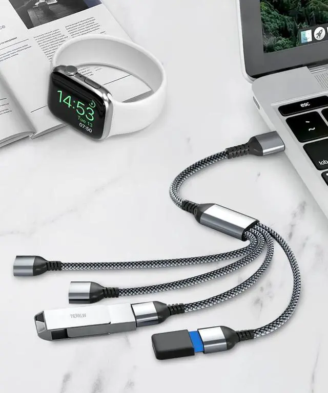 Alt view image 4 of 7 - USB Splitter 1 In 4 Out 1FT,USB Y Cable,USB A Male to Four Female Extension Cord Adapter,4 Port Multi Multiport Extender Hub,Double Dual Data Power Charger Split For Car,Xbox,PS4,PS5,Laptop