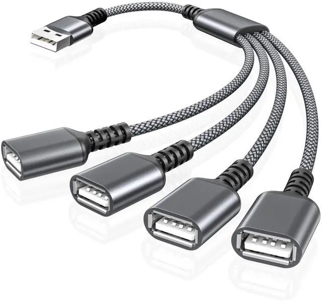 Main image of USB Splitter 1 In 4 Out 1FT,USB Y Cable,USB A Male to Four Female Extension Cord Adapter,4 Port Multi Multiport Extender Hub,Double Dual Data Power Charger Split For Car,Xbox,PS4,PS5,Laptop