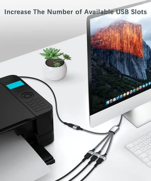Alt view image 7 of 7 - USB Splitter 1 In 4 Out 1FT,USB Y Cable,USB A Male to Four Female Extension Cord Adapter,4 Port Multi Multiport Extender Hub,Double Dual Data Power Charger Split For Car,Xbox,PS4,PS5,Laptop