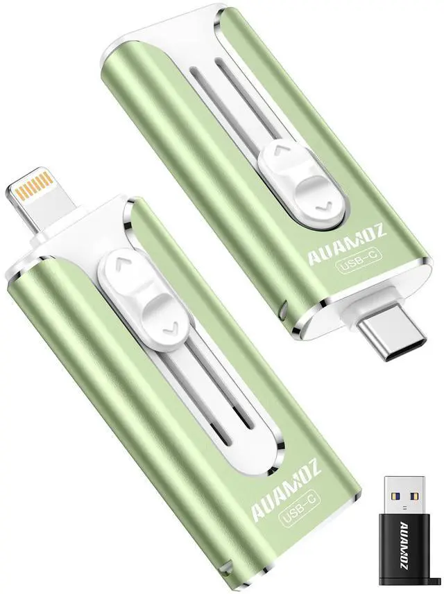 Main image of 512GB Mini Dual Interface Flash Drive, Portable Memory Stick Compatible with iPhone 17/16/15/14/13/12/11, iPad, Android & PC, Easy to Save Photos, Videos & Files (1 Pack-Sage Green)