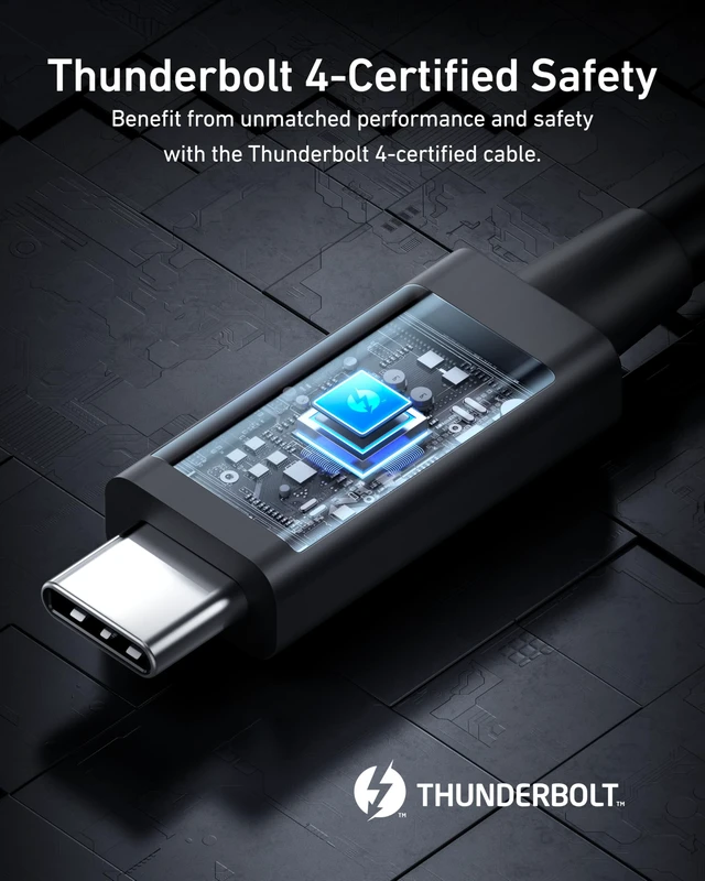 Alt view image 6 of 7 - Anker Thunderbolt 4 USB C to USB C Cable (240W, 2.3 ft) | 40 Gbps, 8K / 4K Display, Compatible with USB4, Thunderbolt 4 / 3, for MacBook, iPhone 18 / 16, and More