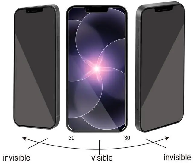 Alt view image 3 of 6 - Privacy Screen Protector iPhone 17e/16e/14/13/13 Pro, 2 Pack