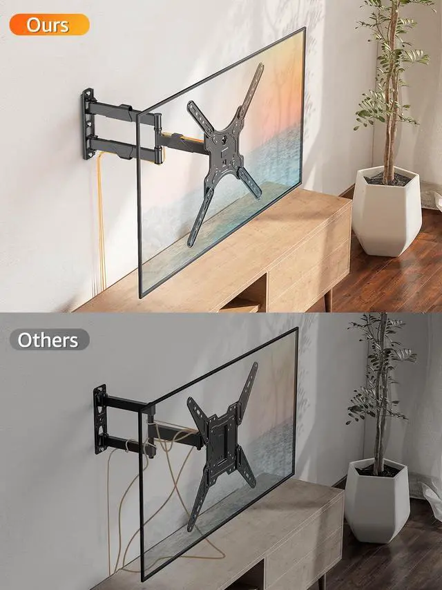 Alt view image 2 of 7 - TV Wall Mount for Most 26-60 Inch TVs, Swivel and Tilt Full Motion TV Mount with Single Stud Perfect Center Design, Wall Mount Bracket Max VESA 400x400mm, Corner Mount Holds up to 77 lbs.