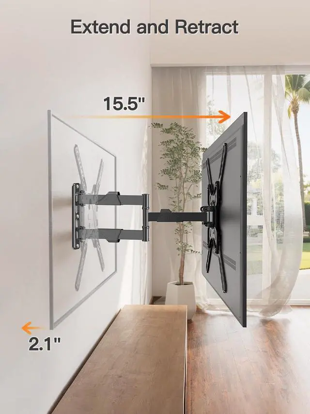 Alt view image 3 of 7 - TV Wall Mount for Most 26-60 Inch TVs, Swivel and Tilt Full Motion TV Mount with Single Stud Perfect Center Design, Wall Mount Bracket Max VESA 400x400mm, Corner Mount Holds up to 77 lbs.
