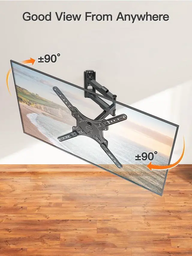 Alt view image 5 of 7 - TV Wall Mount for Most 26-60 Inch TVs, Swivel and Tilt Full Motion TV Mount with Single Stud Perfect Center Design, Wall Mount Bracket Max VESA 400x400mm, Corner Mount Holds up to 77 lbs.