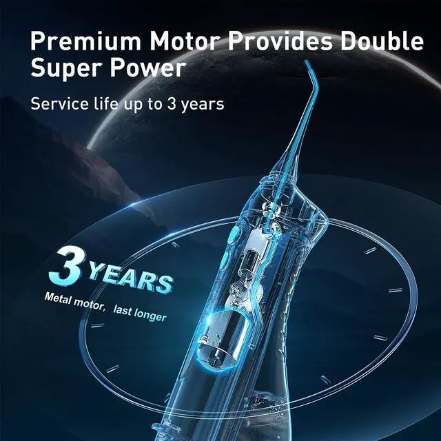 Alt view image 7 of 7 - Water Dental Flosser Teeth Pick C20: ADA Accepted, Portable Cordless Oral Irrigator 300ML Rechargeable Travel Irrigation Cleaner IPX7 Waterproof Electric Flossing Machine for Teeth, Black