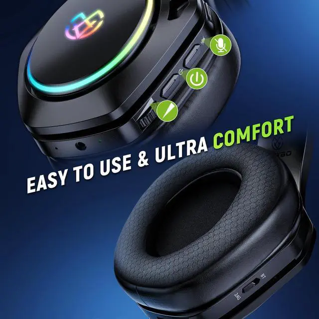 Alt view image 5 of 7 - Wireless Gaming Headset for Ps5 Ps4 PC, 2.4GHz USB & Type-C Gaming Headphones, 40Hrs & 7.1 Surround Sound Bluetooth Headphones with Noise Canceling Mic, Wireless Headset for Switch Phone