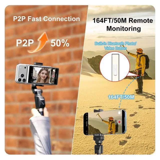 Alt view image 4 of 7 - 5" Magnetic Vlog Selfie Monitor Screen,Touchscreen and Zoom Focus,Built-in Speaker,Direct Connection,4K 30fps Wireless Monitor for TikTok,Compatible with iPhone 11-17,Samsung S23-S25(Grey)