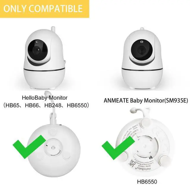 Alt view image 2 of 7 - Flexible Baby Monitor Mount Compatible with HelloBaby HB65/HB6550/HB6558/HB66/HB248,ANMEATE SM935E/SM650 Monitor,Baby Camera Mount,Baby Clip Mount Without Tools or Wall Damage