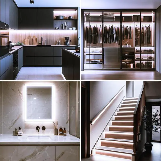 Alt view image 6 of 7 - Battery Operated Motion Sensor Cabinet Strip Lights, 9.8Ft 90 LED Counter Closet Strip Light, Motion & Night Sensor Safe Tape Light for Stairs Wardrobe Kitchen (Cool White)