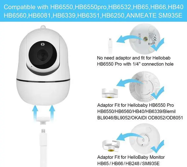 Alt view image 2 of 7 - Baby Monitor Mount Compatible with HelloBaby HB6550/HB65/HB66/HB248,ANMEATE SM935E Baby Monitor Camera 15.7 inches Flexible Clip Clamp Mount Long Gooseneck Arm, Baby Monitors Holder Without Tools