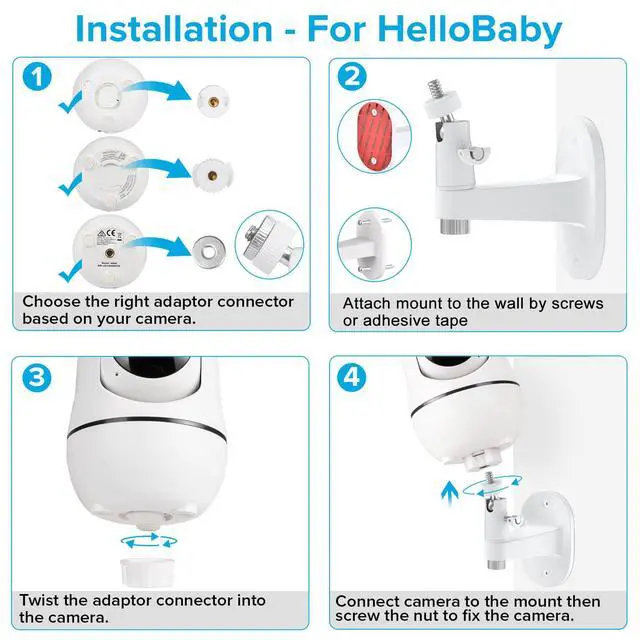 Alt view image 6 of 7 - Adjustable Baby Monitor Mount for HelloBaby HB65/HB40/HB6550/HB6560/HB6148/HB66/HB6339/HB6550 Pro, ANMEATE SM935E, Universal Baby Monitor Wall Mount with Perfect View and Easy to Install