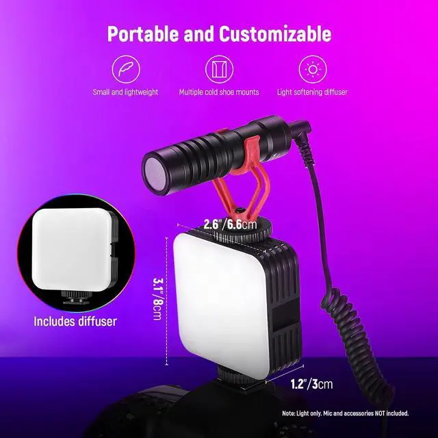 Alt view image 3 of 7 - Magnetic RGB Camera Light, 360° Full Color RGB61 Small LED Panel Video Light with 3 Cold Shoe Mounts/CRI 97+/20 Scene Modes/2500K-8500K/2000mAh Portable Recording Photography Selfie Lighting