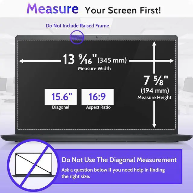 Alt view image 6 of 6 - 15.6 Inch Laptop Privacy Screen Compatible With Lenovo Hp Dell Acer Asus Thinkpad Envy Xps, 16:9 Aspect Removable Anti Glare Blue Light Filter Protector, 15 In Computer Monitor Security Shield