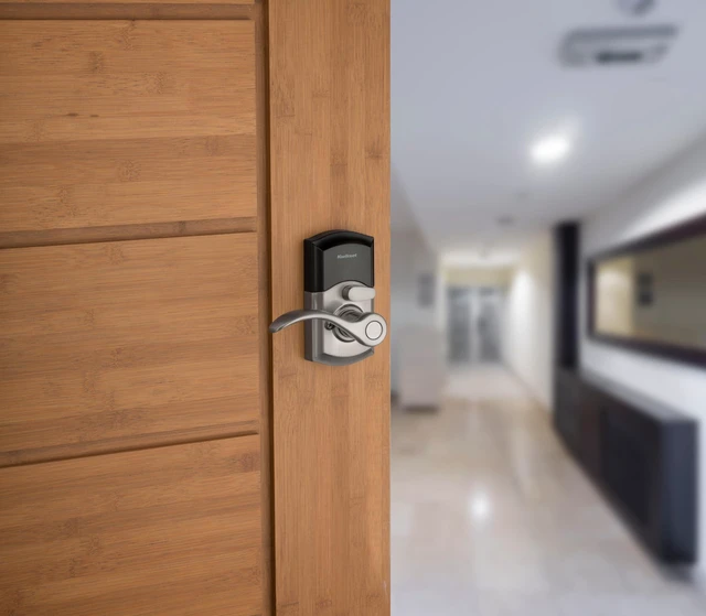 Alt view image 7 of 7 - 955PML-15S Pembroke Lever Commercial Grade Electronic Smartcode Lever Lock with SmartKey Satin Nickel Finish