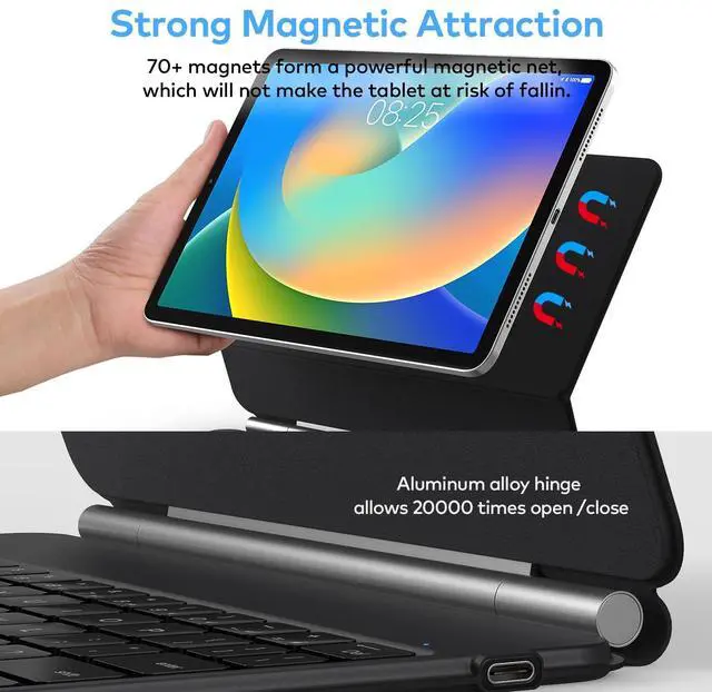 Alt view image 4 of 7 - Keyboard Case for iPad 10th Generation 2022 & 11th (A16, 2025) Magic-Style Keyboard with Multi-Touch Trackpad Floating Cantilever Stand Magnetic Case for iPad 10.9 inch 10th / 11th Gen.