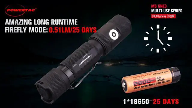 Alt view image 5 of 7 - M5-G3 2030 Lumens Rechargeable Tactical Flashlight, 330M Throw with Magnetic Charging and Dual Switch, LED Flashlight for Outdoor Emergency