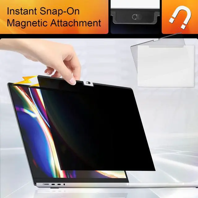 Alt view image 5 of 6 - Magnetic Privacy Screen for MacBook Air 13.6 & 13 Inch 2022-2026 (M2, M3, M4, M5), Matte Removable Anti Glare Blue Light Filter