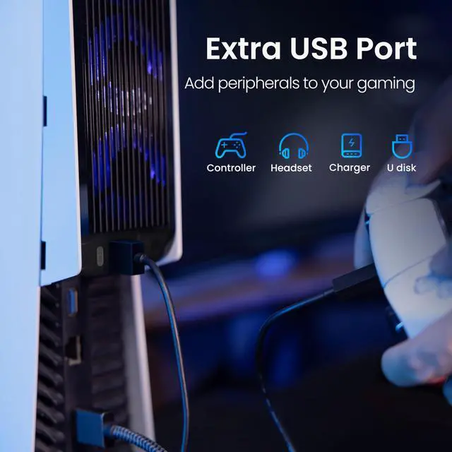 Alt view image 7 of 7 - Cooling Fan for PS5 Accessories, Upgraded Quiet Cooler Fan with Auto Speed, Controller USB3.0 Port & LED for PS5 2020 Only, Not for PlayStation 5 Slim/Pro, White