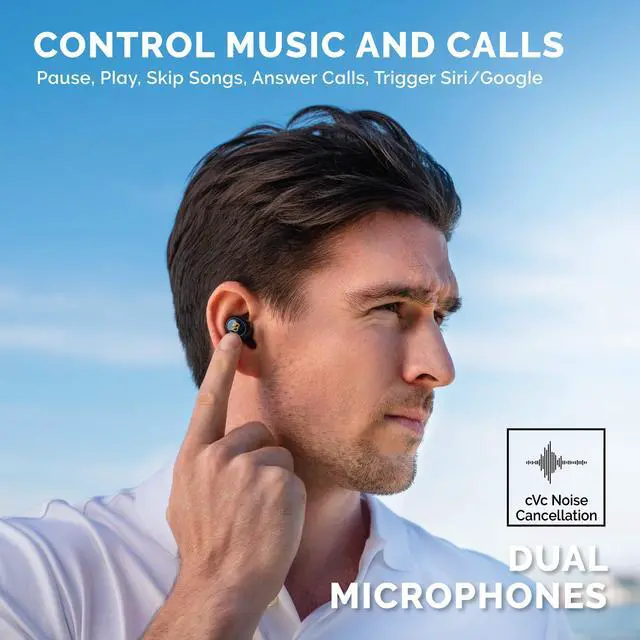 Alt view image 6 of 7 - Sweatproof Wireless Bluetooth Earbuds,130 Hour Battery Life | Wireless Earbdus for iPhone, Android, Mini Charging Case, TWS Headphones with Microphone, Gift for Runners