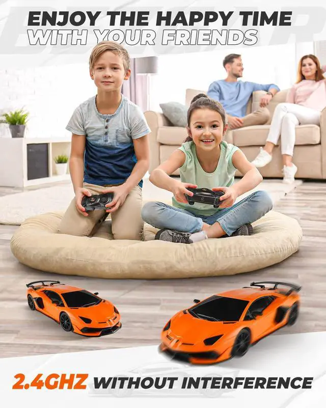 Alt view image 2 of 7 - Remote Control Car Licensed RC, 1:24 Lambo Toy Car for Kids, Lambo Aventador SVJ Remote Control Model Electric Sport Racing Hobby Toy for 3 4 5 Year Old Boy Birthday Gift (Orange)