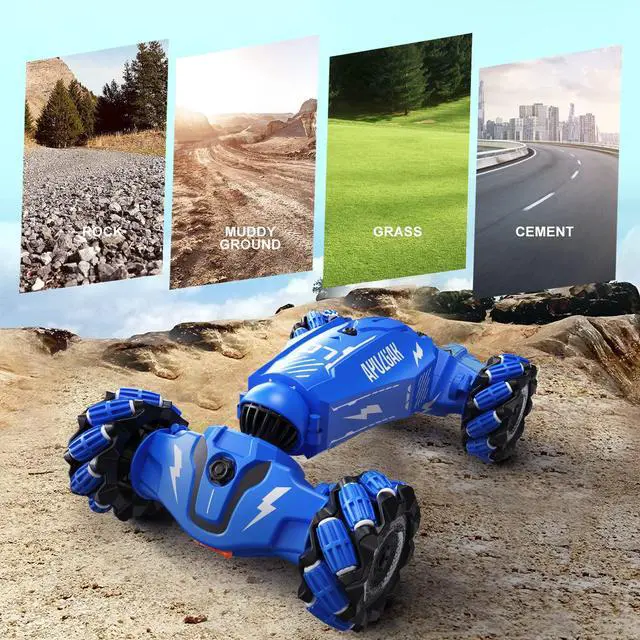 Alt view image 6 of 6 - Upgraded Hand Gesture Sensing RC Stunt Car with Lights Music, Spray Drift Gesture RC Car 360° Spins All Terrains Hand Controlled Truck Toys for 6 7 8 9 10 Year Old Boys