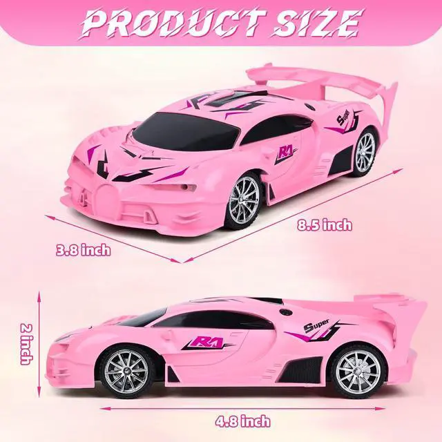 Alt view image 6 of 6 - Pink Remote Control Car for Girls, Rechargeable High Speed Drift RC Cars Toys Gifts for Girl Age 6 7 8-12,1/18 Super Vehicle with Headlight Racing Hobby Xmas Birthday Gift