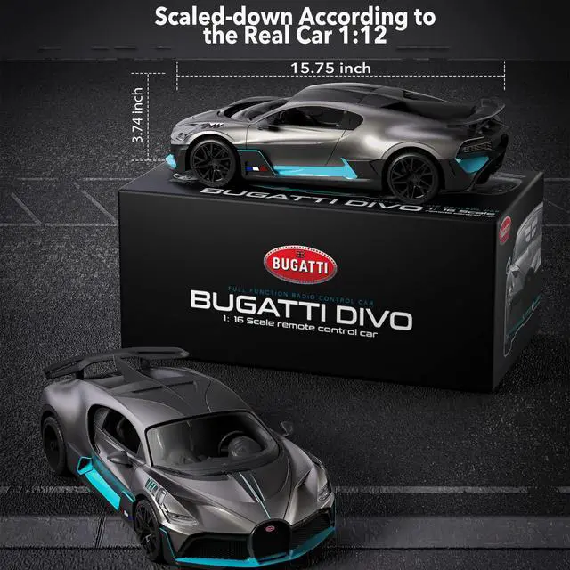 Alt view image 4 of 7 - Remote Control Car, Bugatti Divo 1/12 Scale Rc Cars 12Km/h, 2.4Ghz Licensed Model Car 7.4V 900mAh Toy Car Headlight for Adults Boys Girls Age 6-12 Years Birthday Ideas Gift