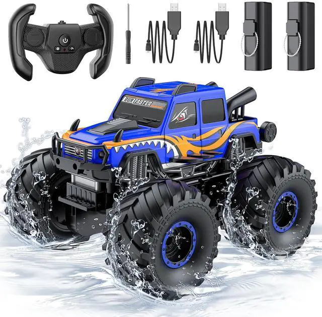Main image of Remote Control Car Toys for Kids 6+, RC Car Waterproof Monster Truck Toys, Amphibious 4X4 Pickup, All Terrain Off-Road Vehicles, 2.4GHz Remote Control, 1/18 Scale RC Truck Boys Gifts/Blue