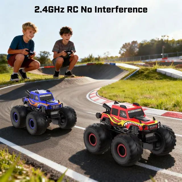 Alt view image 4 of 7 - Remote Control Car Toys for Kids 6+, RC Car Waterproof Monster Truck Toys, Amphibious 4X4 Pickup, All Terrain Off-Road Vehicles, 2.4GHz Remote Control, 1/18 Scale RC Truck Boys Gifts/Blue