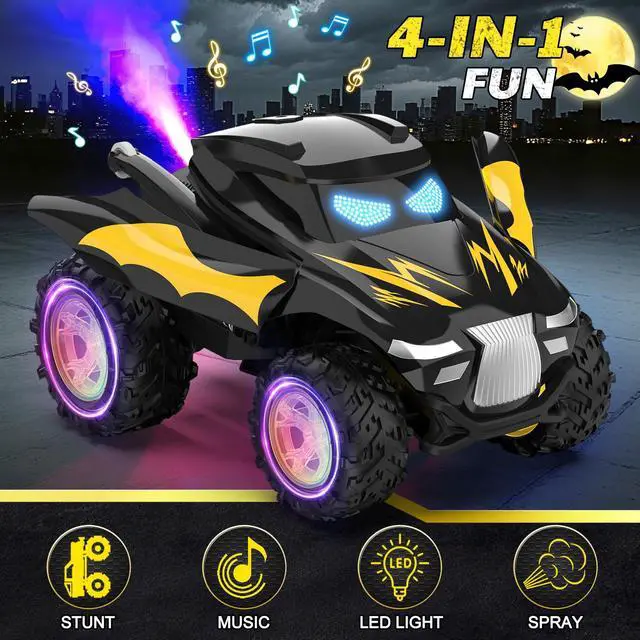 Alt view image 2 of 7 - Remote Control Car, RC Cars Stunt Car Toy, 2.4GHz Rechargeable RC Cars with Spray and Music, Ideal Birthday Toys for Boys Age 6 7 8 9 10 11 12