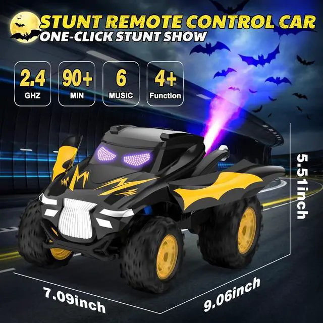 Alt view image 3 of 7 - Remote Control Car, RC Cars Stunt Car Toy, 2.4GHz Rechargeable RC Cars with Spray and Music, Ideal Birthday Toys for Boys Age 6 7 8 9 10 11 12