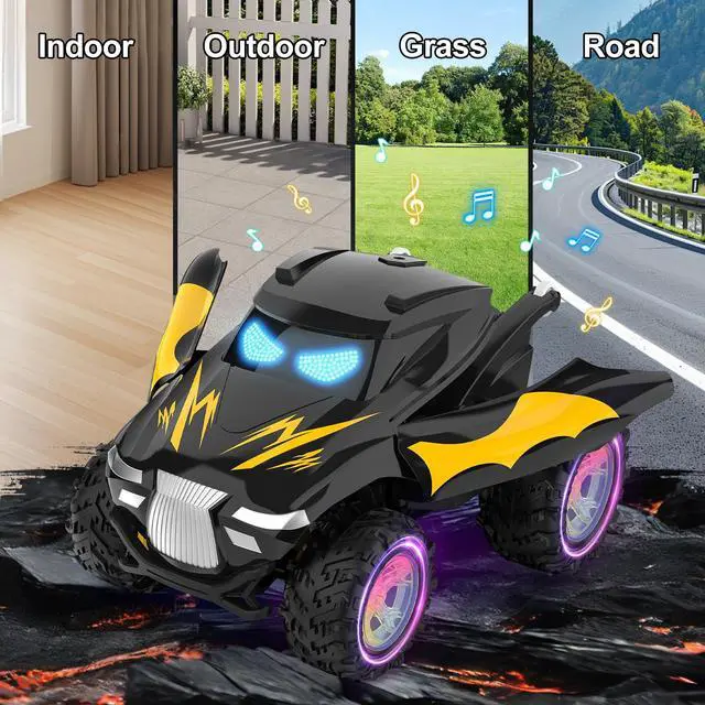 Alt view image 5 of 7 - Remote Control Car, RC Cars Stunt Car Toy, 2.4GHz Rechargeable RC Cars with Spray and Music, Ideal Birthday Toys for Boys Age 6 7 8 9 10 11 12