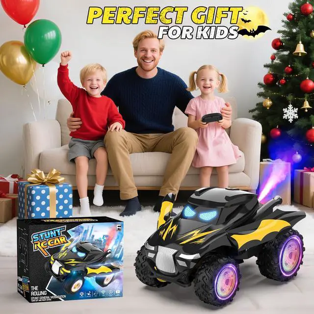 Alt view image 7 of 7 - Remote Control Car, RC Cars Stunt Car Toy, 2.4GHz Rechargeable RC Cars with Spray and Music, Ideal Birthday Toys for Boys Age 6 7 8 9 10 11 12