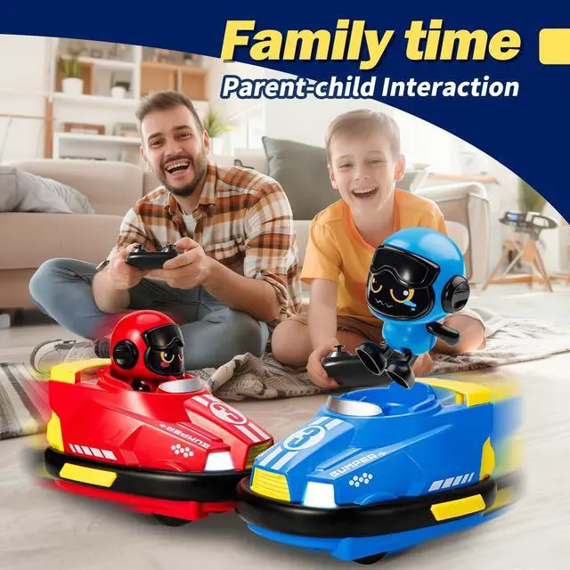 Alt view image 4 of 7 - 2 Pack Cute Cartoon Remote Control Bumper Car for Toddlers-Mini RC Cars with Light & Sound & 360°Rotating-Race car Toys for 3 4 5 6Year Old Boys Girls Kids-Christmas Birthday Gifts