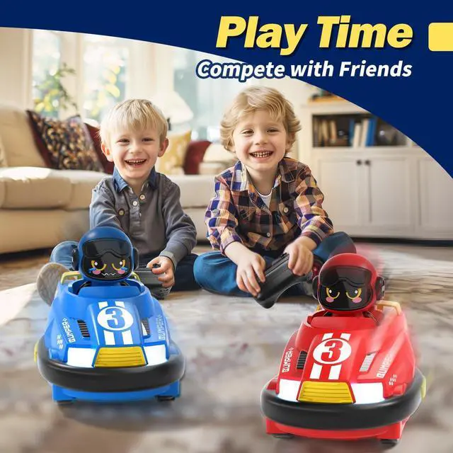 Alt view image 7 of 7 - 2 Pack Cute Cartoon Remote Control Bumper Car for Toddlers-Mini RC Cars with Light & Sound & 360°Rotating-Race car Toys for 3 4 5 6Year Old Boys Girls Kids-Christmas Birthday Gifts