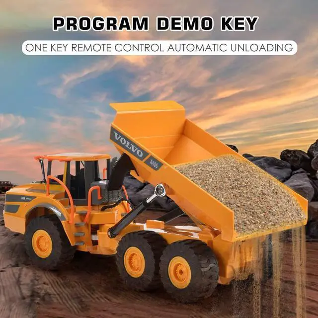 Alt view image 3 of 7 - Volvo RC Dump Truck Toy for Kids, Articulated Hauler, Remote Control Construction Toys Vehicles with Lights, Birthday Gifts Ideas for Boys Age 6 7 8 9 10 Year Old and up