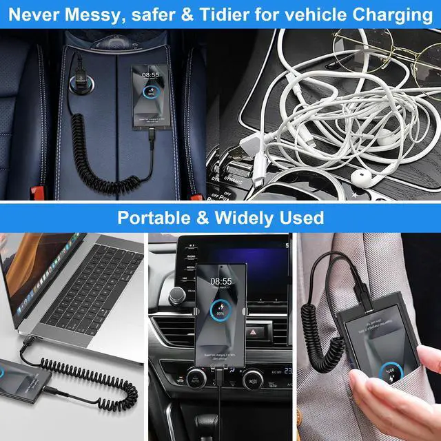 Alt view image 5 of 7 - USB to USB C Coiled Cable Fast Charging for iPhone 17/Air/17 Pro/17 Pro Max/16e/16/16 Pro/16 Pro Max/16 Plus/15,3FT Retractable Car Charger Cord Android Auto for Samsung Galaxy A17 S25,Pixel 10 Pro XL