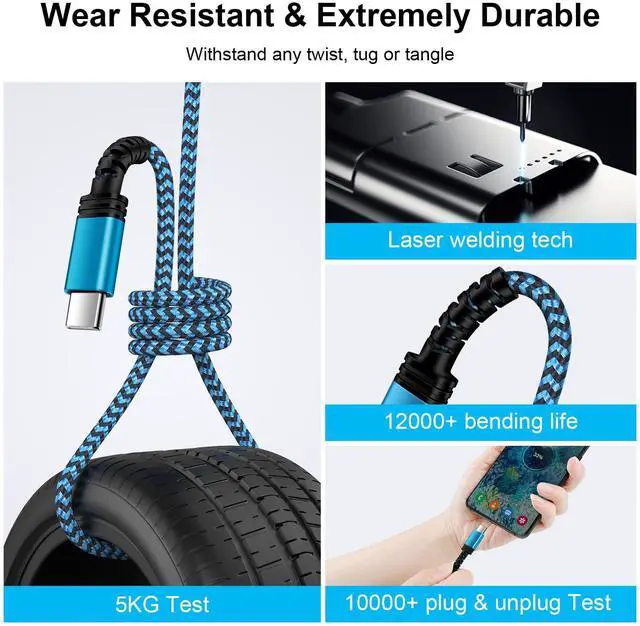 Alt view image 4 of 7 - USB to USB C Cable 6FT/3Pack for iPhone 17 16 15/15 Pro/15 Pro Max/15 Plus,USB A to USB Type C Charging Fast Charger Cord for Samsung Galaxy S25 Ultra S25 FE A17 A55 A36 S24 S23,Google Pixel 10 Pro XL