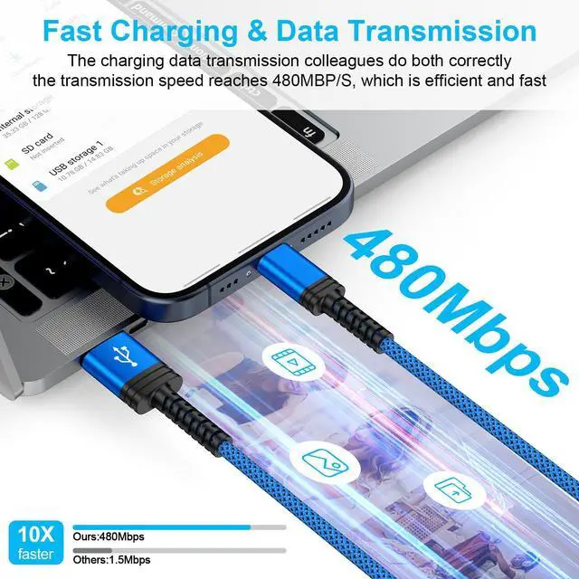 Alt view image 5 of 7 - Car Carplay Cable Fast for iPhone 17e/17/Air/17 Pro/17 Pro Max/16e/16 Pro/16 Pro Max/16 Plus/16/15 Pro Max,3FT/2Pack 3.1A USB A to USB C Charger Cord iPhone 17 Pro Car Fast Charging Cable USB Type C