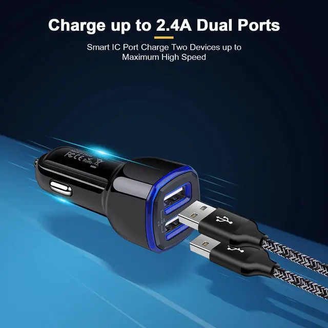 Alt view image 3 of 6 - Fast Car Charger Type C Android Phone Samsung Car Charger Fast Charging USB C Cigarette Lighter Adapter Plug with Cable for Samsung Galaxy A13 5G/A03s/S23/S22 Ultra/S21/S20/S10/S9/A11/A12/A32/A53/A23
