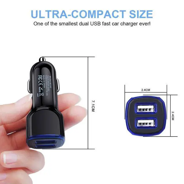 Alt view image 3 of 6 - C Car Phone Charger, Dual Port Car Charger Adapter with Fast Charge Type C Charging Cord Compatible for Motorola Moto G Pure/G Play/G Power/G9/G8/G7/G7 Plus/G7 Play/G7 Power/G6/G6 Plus/Z4/Z3 Z2 Play