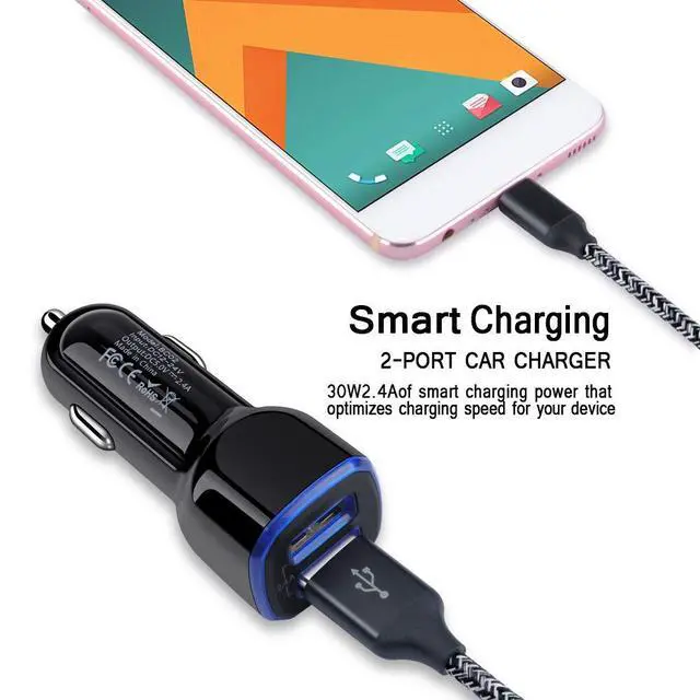 Alt view image 4 of 6 - C Car Phone Charger, Dual Port Car Charger Adapter with Fast Charge Type C Charging Cord Compatible for Motorola Moto G Pure/G Play/G Power/G9/G8/G7/G7 Plus/G7 Play/G7 Power/G6/G6 Plus/Z4/Z3 Z2 Play